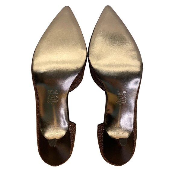 Nina New York Bronze Glitter & Leather Sole Pointed-Toe Stiletto Heels 7.5M - Picture 8 of 9